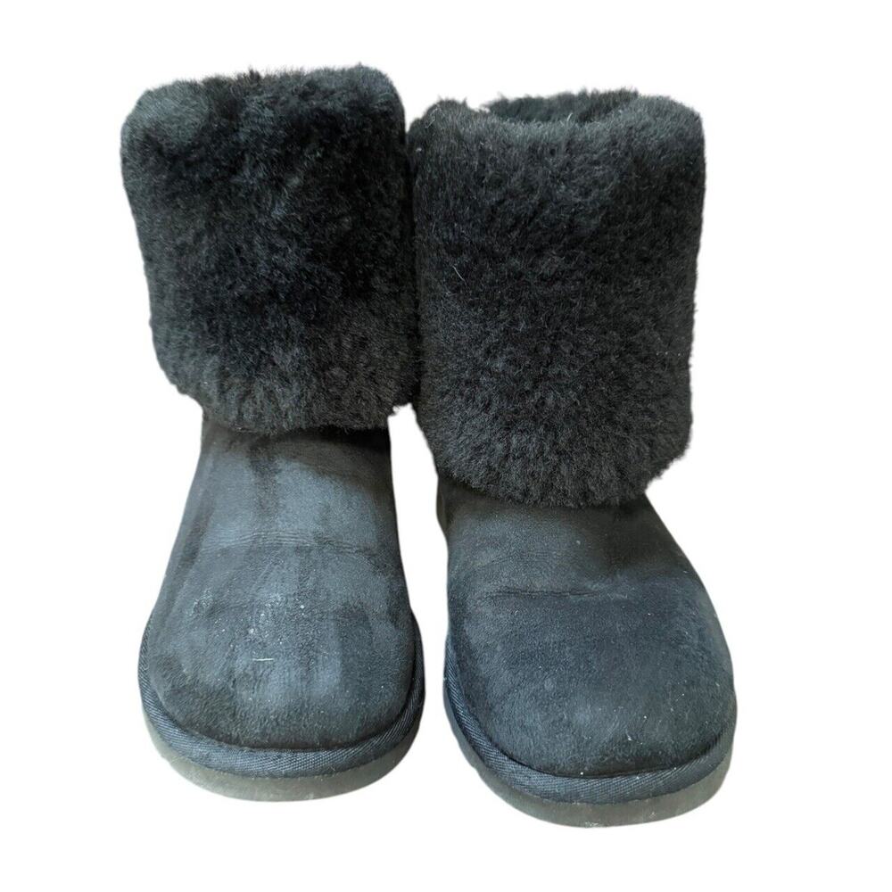 UGG Australia  Classic Tall Boots size  7 Shearling‎ Black Suede Fold Over Style
